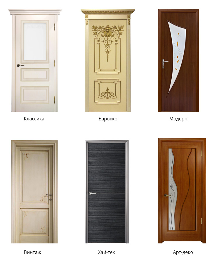Стили межкомнатных дверей — классика, барокко, модерн, винтаж, хай-тек, арт-деко