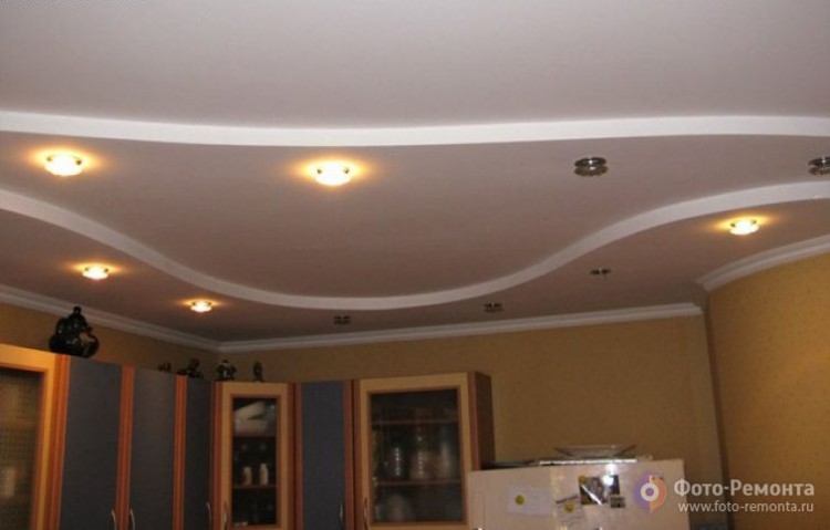 Гипсокартонный потолок на кухне